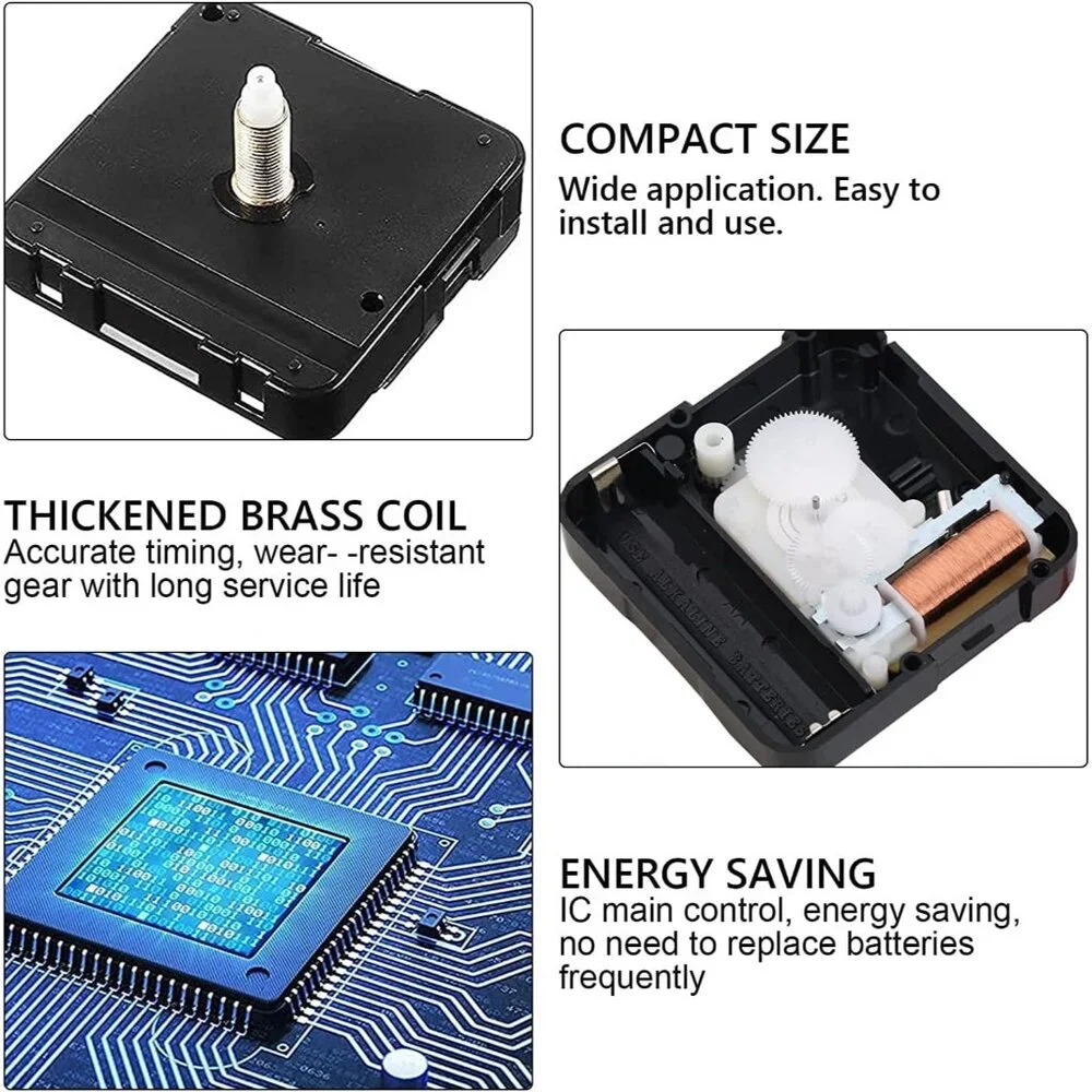 2Pcs Quartz Clock Mechanism Kit, Wall Clock Mechanisms Mattery Powered Replaceme - Picture 4 of 7